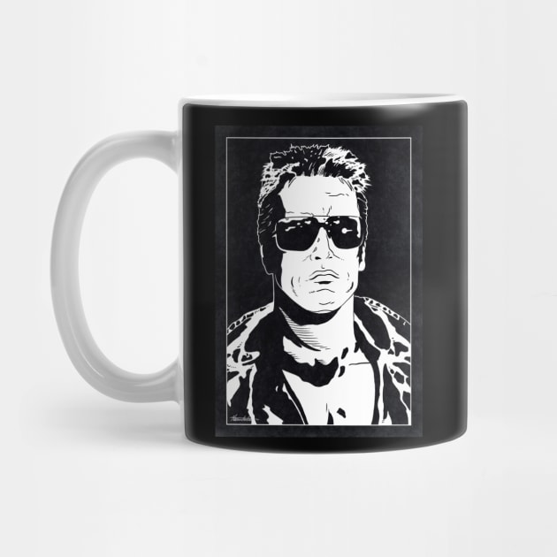 THE TERMINATOR (Black and White) by Famous Weirdos